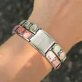 Bracelet à breloques italien en acier inoxydable avec charmes colorés en émail sur poignet - Acier Lot de 2 1*0.9cm / Design Personnalisé