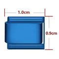 Maillon de charme modulaire en acier inoxydable bleu avec dimensions de 1,0 cm x 0,9 cm - Bleu Brillant / Design Personnalisé