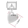 Bracelet à maillons modulables en acier poli avec un pendentif en forme de cœur de 1,0 cm - Pendentif Cœur Acier 9*10mm / Design Personnalisé