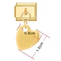 Pendentif cœur en acier doré pour bracelet à maillons modulables personnalisé - Pendentif Cœur Or 9*10mm / Design Personnalisé