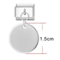 Bracelet modulaire en acier inoxydable avec pendentif rond argenté de 1,5 cm DIY - Pendentif Rond Acier 15mm / Design Personnalisé
