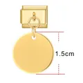Maillon italien doré avec pendentif rond de 1,5 cm pour bracelet personnalisable - Pendentif Rond Or 15mm / Design Personnalisé