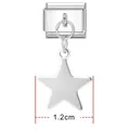 Maillon de bracelet italien avec pendentif étoile en acier inoxydable argenté de 1,2cm - Pendentif Étoile Acier 12mm / Design Personnalisé