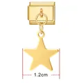 Maillon italien en acier doré personnalisable avec pendentif en étoile de 1,2 cm - Pendentif Étoile Or 12mm / Design Personnalisé