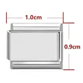 Maillon de bracelet italien en acier inoxydable poli couleur argent de 1,0 cm - Rectangle Standard / Acier Sablé