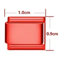 Maillon de bracelet DIY modulaire italien en acier inoxydable rouge brillant, 1,0x0,9 cm - Rectangle Standard / Rouge Mat