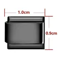 Maillon de bracelet italien en acier inoxydable noir mesurant 1,0cm par 0,9cm - Rectangle Standard / Noir mat