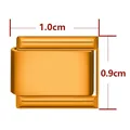 Maillon de charme DIY en acier inoxydable doré poli pour bracelets, 1,0 cm x 0,9 cm - Rectangle Standard / Orange Mat