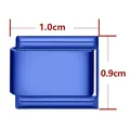 Maillon italien bleu mat pour bracelets modulaires en acier inoxydable 1,0 x 0,9 cm - Rectangle Standard / Violet Foncé Mat