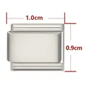 Maillon de bracelet modulaire en acier inoxydable style italien argenté, 1,0 cm x 0,9 cm - Rectangle Standard / Ton Argent Mat