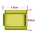 Maillon de bracelet modulaire 9mm en or vert brossé et acier inoxydable de 1,0cm - Rectangle Standard / Vert Mat