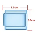 Maillon de bracelet italien en acier inoxydable bleu clair, taille 1,0cm x 0,9cm - Rectangle Standard / Bleu Ciel Mat
