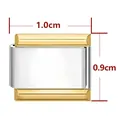 Maillon de bracelet italien 10mm en acier inoxydable bicolore argenté et doré chic - Rectangle Standard / Bicolore Argent Or