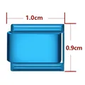 Maillon de bracelet italien en acier inoxydable bleu brillant aux dimensions de 1,0 cm - Rectangle Standard / Bleu Lisse