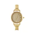 Women's gold fashion watch with glitter dial, crystal index and metal link bracelet - Style 4 Gold And White Dial