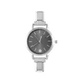 Minimalist DIY modular stainless steel watch for women with silver strap and grey dial - Style 4 Steel And Black Dial