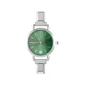 Women's vintage silver link watch featuring a deep green matte dial and crystal index - Style 4 Steel And Green Dial