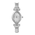 Elegant silver tone women's quartz watch with olive-shaped case and link chain bracelet - Watch Head (Built-in Battery) / Style 10 Steel And White Dial