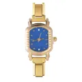 Women's gold modular watch with a deep blue rectangular dial and crystal markers - Watch Head (Built-in Battery) / Style 13 Gold And Royal Blue Dial