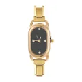 Women's gold chain watch with black oval dial and minimalist crystal markers - Style 12 Gold And Black Dial