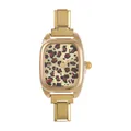 Women's gold quartz watch with leopard print dial and modular stainless steel band - Style 11 Gold And Leopard Dial
