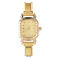 Women's gold link bracelet watch with rectangular dial and crystal markers - Style 13 Gold And Yellow Dial
