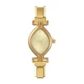 Elegant gold-tone women's vintage watch with olive dial and metallic link strap - Style 10 Gold And Yellow Dial