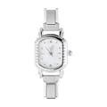 Silver stainless steel modular watch with a white rectangular dial and rhinestone accents - Style 13 Steel And White Dial