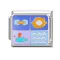 Italienischer Charm-Anhänger mit bunten Emaille-Sonnen- und Meeresmotiven - Ozean-6 / 1*0.9cm