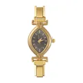 Vintage women's gold metal watch with olive-shaped grey dial and modular link band - Style 10 Gold And Black Dial