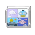 Italienisches Edelstahl-Charm-Modul mit bunten Emaille-Cartoon-Figuren verziert - Ozean-9 / 1*0.9cm