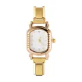 Women's rose gold modular fashion watch with white dial and crystal hour markers - Style 13 Gold And White Dial