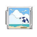 Modulo charm italiano in acciaio inossidabile con smalto scena spiaggia estiva - Scena di Spiaggia Estiva (Ocean-1)