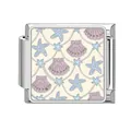 Italian charm link with ocean sea shell and starfish pattern in silver stainless steel - Pink Shell Starfish (Ocean-10)