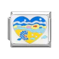 Italian modular charm link in stainless steel with colorful heart ocean fish design - Ocean-8