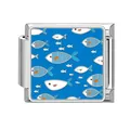 Charm modulare blu con motivo a pesci piccoli per bracciale in acciaio inossidabile - Banco di Pesci su Sfondo Blu (Ocean-15)