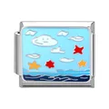 Italian charm bead with enamel sky and ocean design for modular link bracelets - Ocean-24