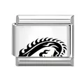 Eslabón de acero plateado con llama negra para pulseras modulares personalizadas - Dragon Style 2