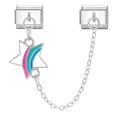 Italienisches Charm-Glied mit buntem Stern-Anhänger und Kette für DIY-Armbänder - Sicherheitskettenmodul (M291737) / Regenbogenstern