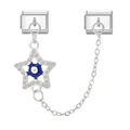 Funkelnder Glücksbringer Stern für Modularmband mit Evil Eye und Silberkette - Sicherheitskettenmodul (M291737) / Blauer Stern