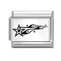 Italian style stainless steel charm link with black shooting star pattern for DIY bracelet - Shooting Star