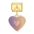 Pendentif cœur doré avec émail dégradé rose et paillettes pour bracelets modulables - Cœur Dégradé Violet / Pendentif Base Or-Cœur Violet