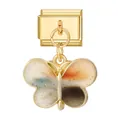 Charme de bracelet italien doré avec pendentif papillon et paillettes dégradées - Style Papillon de Rendu / Pendentif Base Or-Papillon de Rendu
