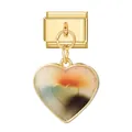 Pendentif cœur italien doré avec dégradé pailleté orange et bleu pour bracelet - Pendentif Base Or-Cœur de Rendu