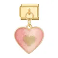 Charme italien modulaire doré raffiné avec pendentif cœur en résine rose pailletée - Cœur Dégradé Rose / Pendentif Base Or-Cœur Rose