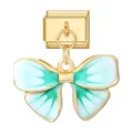 Pendentif papillon doré DIY avec émail bleu pour la création de bijoux et bracelets - Pendentif Nœud Bleu Base Or