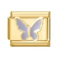 Modularer goldener Charm mit hellviolettem Emaille-Schmetterling für DIY-Armbänder - 1*0.9cm / Großer Graublauer Schmetterling
