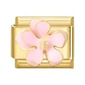 Goldenes modulares Armband-Charm mit 3D-Emaille-Blüte und glänzenden Metalldetails - 1*0.9cm / Rosa Blume Stil B