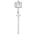 Silver modular charm for DIY bracelets featuring a vertical tassel with clear crystals - Heart Four-Pointed Star