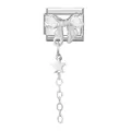 Italian charm for DIY bracelet featuring a silver bow, heart crystal and dangling star - White Zirconia Bowknot Type 1